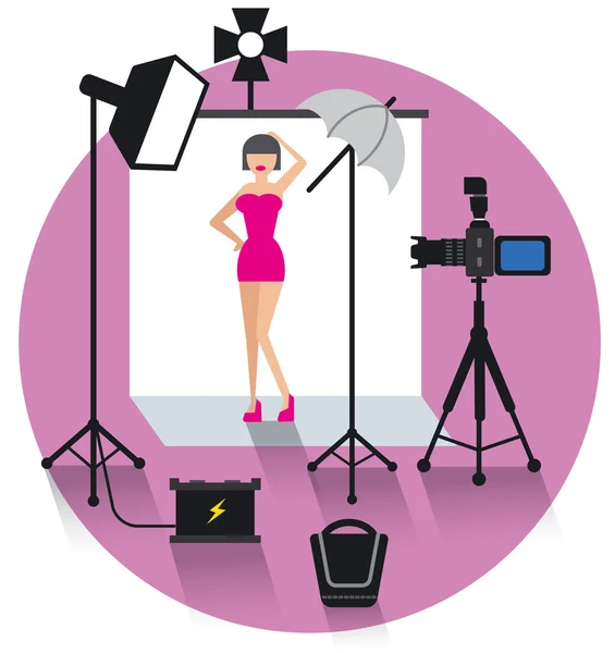 Foto studio en model concept-pictogram — Stockvector