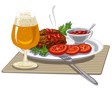 plaka üzerinde ızgara sosis