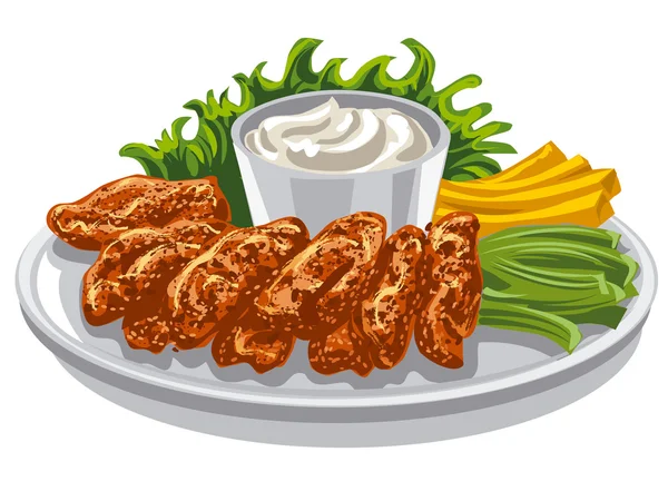 Roasted chicken wings — Stock Vector