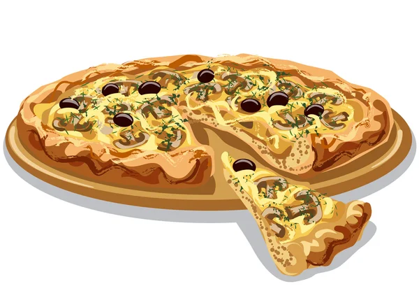 Pizza sieniä ja juustoa — vektorikuva