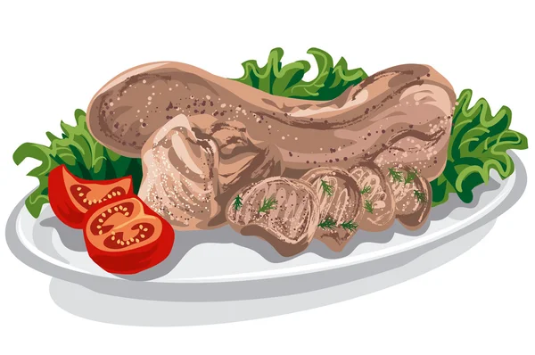 Lengua de ternera cocida — Vector de stock