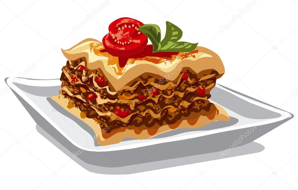 Italian baked lasagna Stock Illustration by ©olegtoka1967 117867336