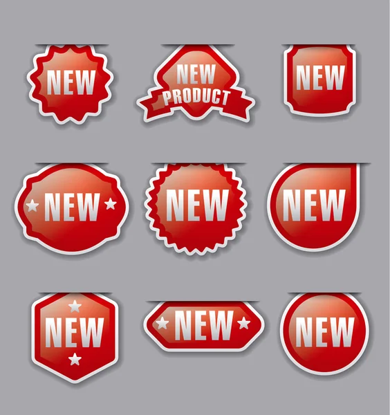 Nieuwe reclame badges — Stockvector