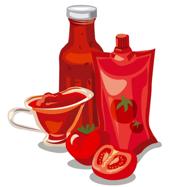 Ketchup de tomate e molho — Vetor de Stock