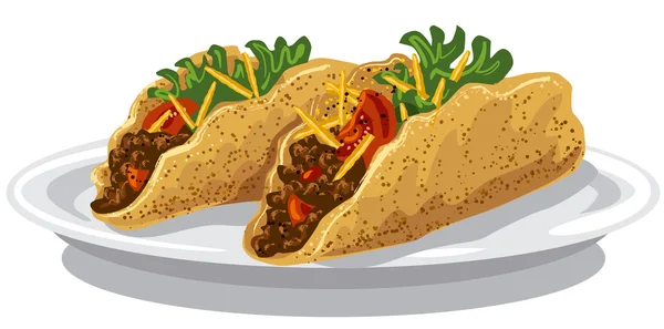 Tacos em prato — Vetor de Stock