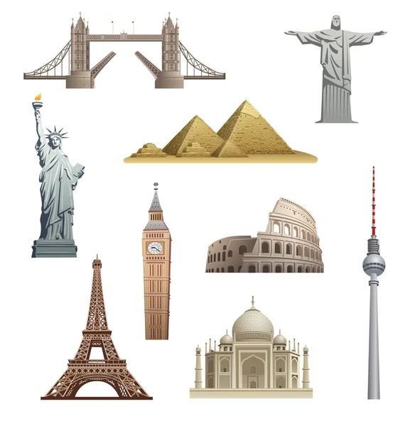 Différents monuments célèbres — Image vectorielle