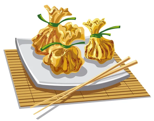 Illustration av chineese dumplings — Stock vektor