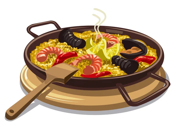 Paella de comida española — Vector de stock