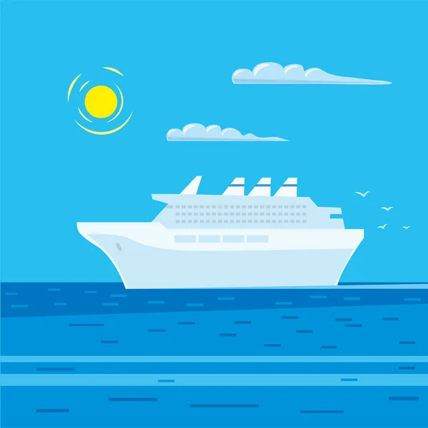 Illustration Passenger Cruise Liner — Stock Vector