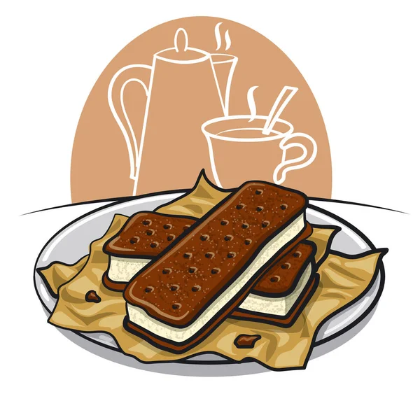 Ilustración Los Sándwiches Helado — Vector de stock