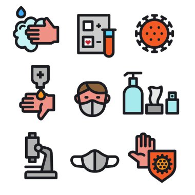 Coronavirus Koruma Simgelerinin çizimi