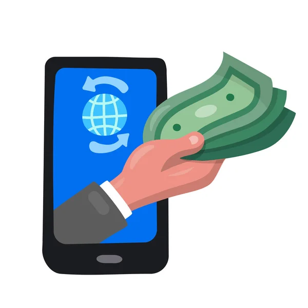 Απεικόνιση Του Εικονιδίου Της Ψηφιακής Μεταφοράς Χρημάτων Μέσω Τηλεφώνου — Διανυσματικό Αρχείο