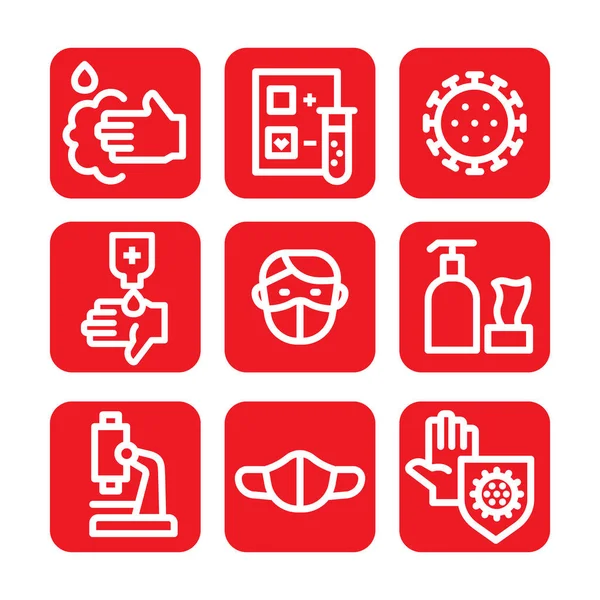 Illustrazione Delle Icone Protezione Del Coronavirus — Vettoriale Stock