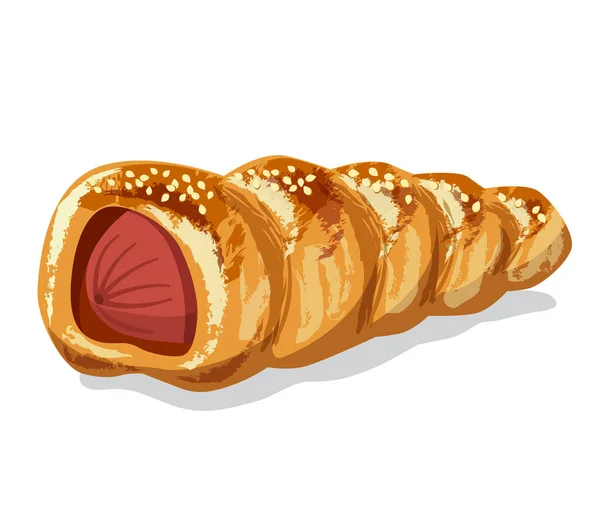 Ilustrasi Bagel Hot Dog - Stok Vektor