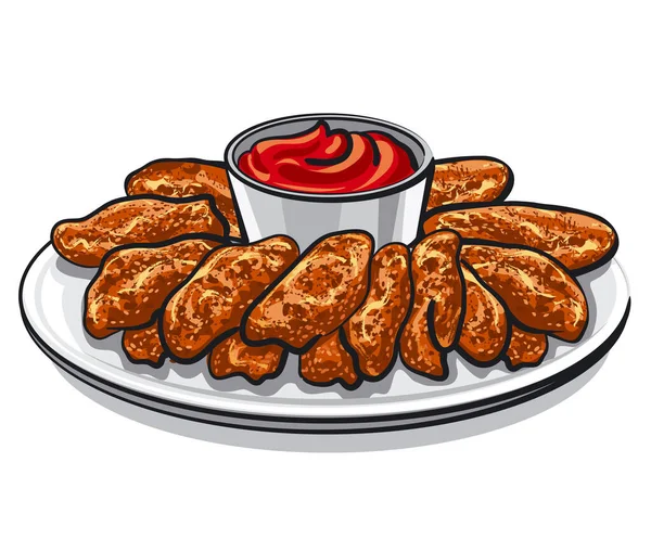 Illustration Von Gegrillten Chicken Wings — Stockvektor