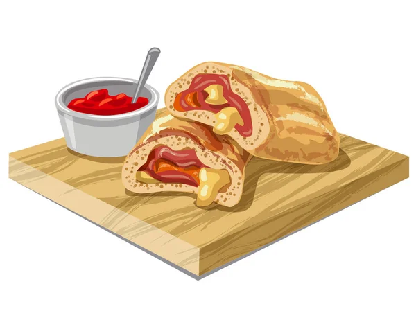 Illustration Pizzan Stromboli — Stock vektor