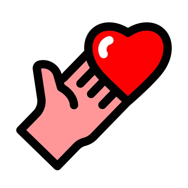 Illustration Heart Giving Hand — Stock Vector