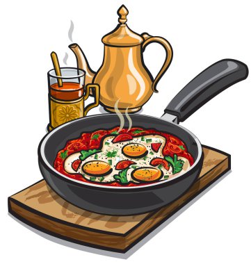 Shakshouka tabağının çizimi