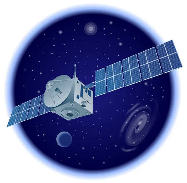 Ilustração Satélite Orbital Espacial — Vetor de Stock
