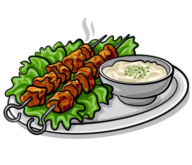 Şiş tawook kebabının çizimi