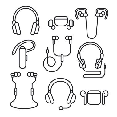 Kulaklık simgesi setinin çizimi