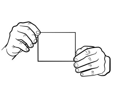 Kağıt çarşafı tutan ellerin çizimi