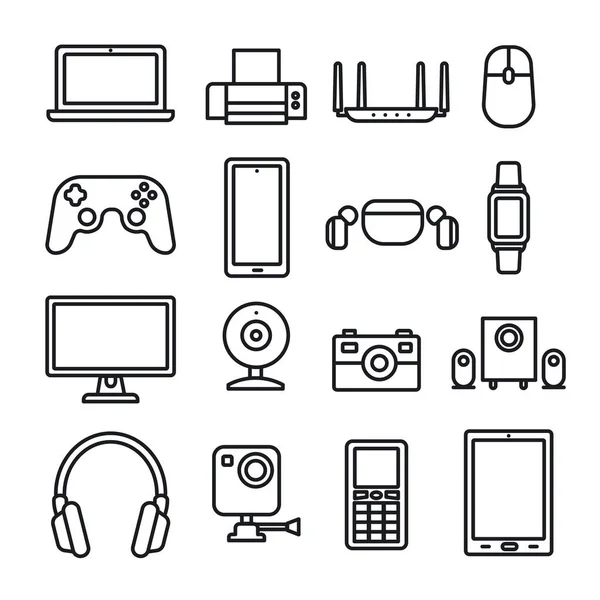 Ilustração Dos Dispositivos Ícones Gadgets —  Vetores de Stock