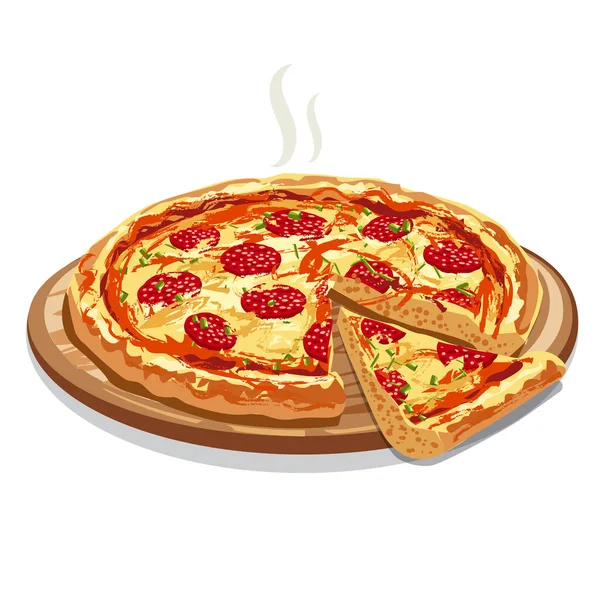 意大利腊肠披萨的图解 — 图库矢量图片