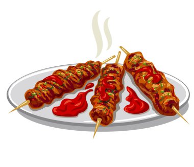 illustration of the kofta kebab with sauce clipart