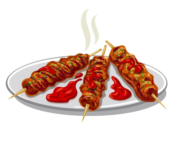 Illustration Kofta Kebab Sauce — Stock Vector