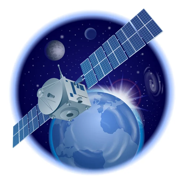 Illustration Satellite Orbit — Stock Vector