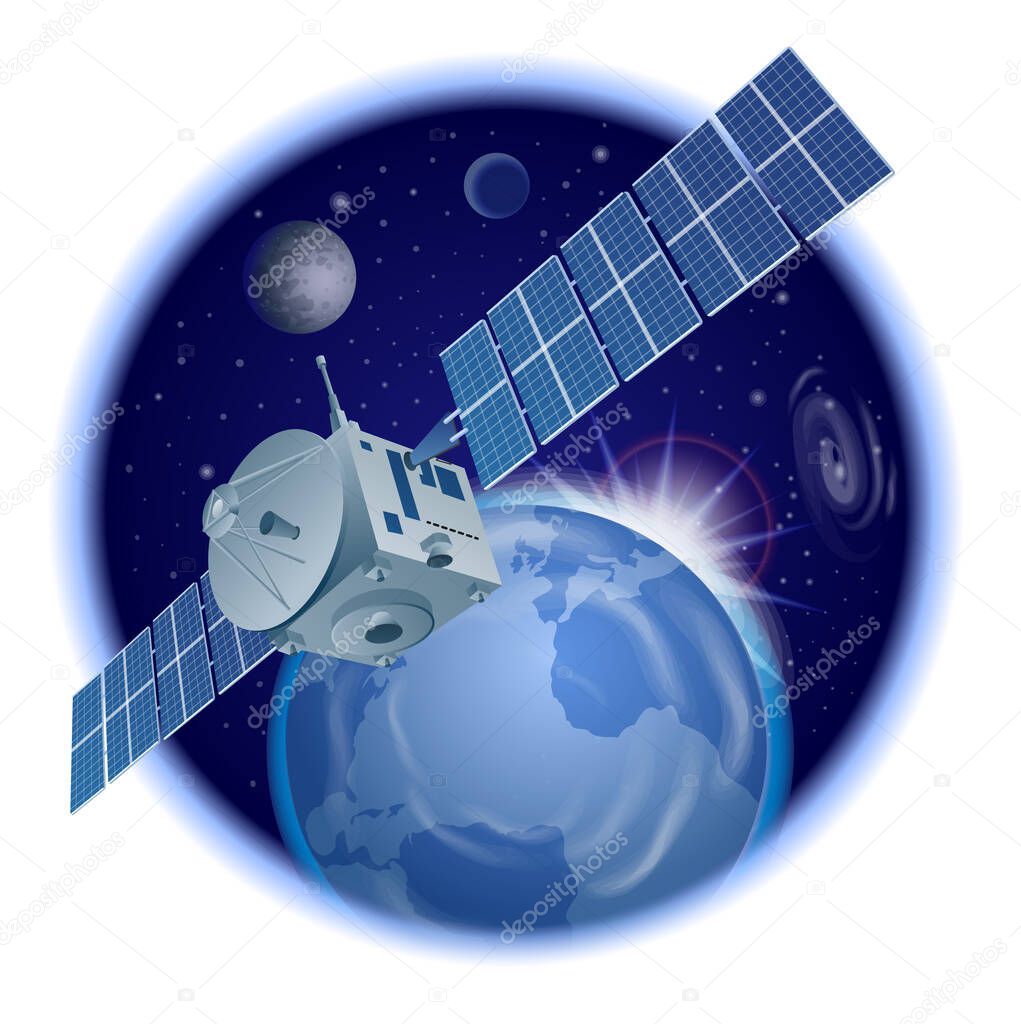 illustration of the satellite in orbit