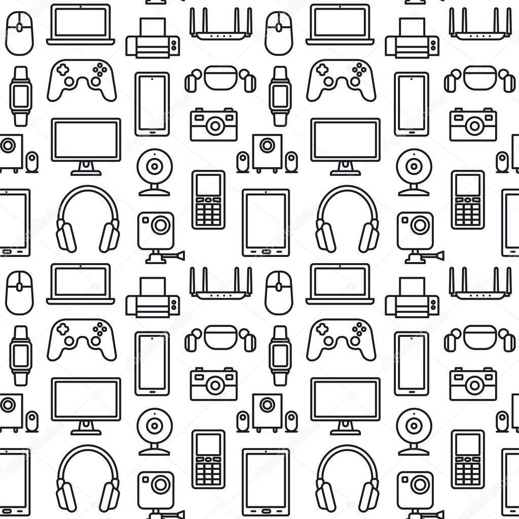 illustration of the seamless pattern of the digital devices