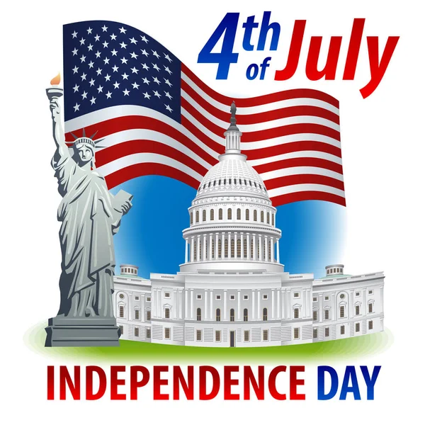 Illustration Usa Independence Day Celebration Card — Stock Vector