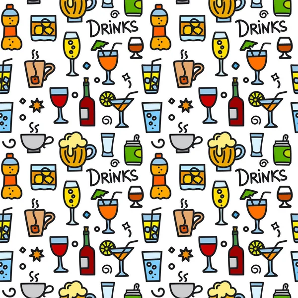 Ilustração Padrão Sem Costura Das Bebidas — Vetor de Stock