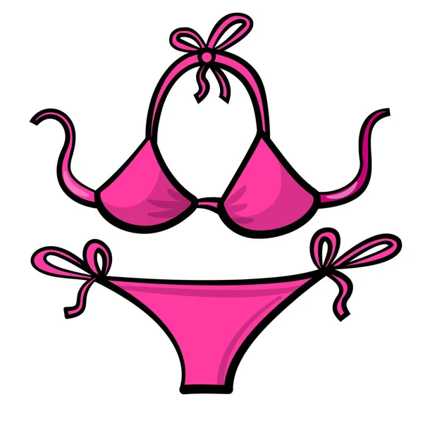 Ilustração Mulher Praia Roupa Banho Rosa — Vetor de Stock