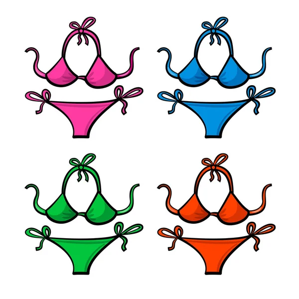 Illustration Woman Beach Colorful Swimwear — Stock Vector