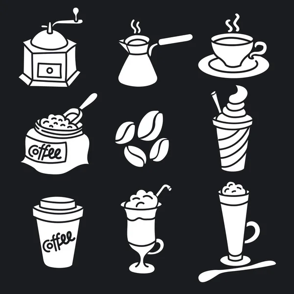 Illustration Coffee Drinks Icons Signs Set — Stock Vector