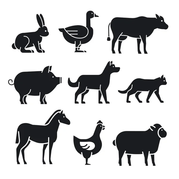 Illustratie Van Dieren Huisdieren Pictogrammen — Stockvector