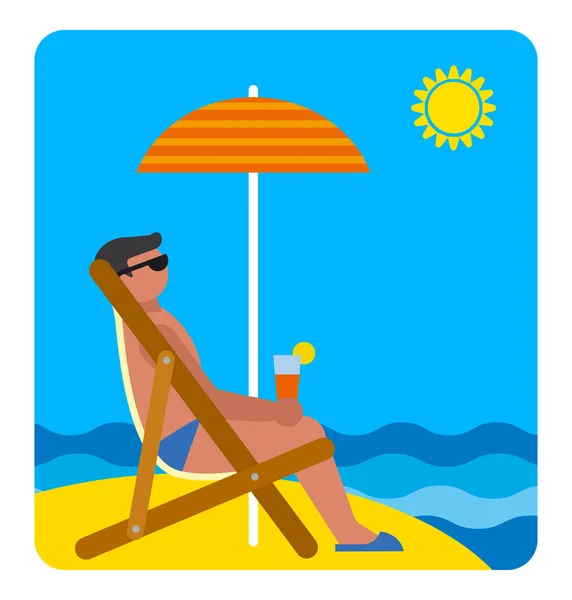 Illustration Plage Tropicale Estivale Relax — Image vectorielle