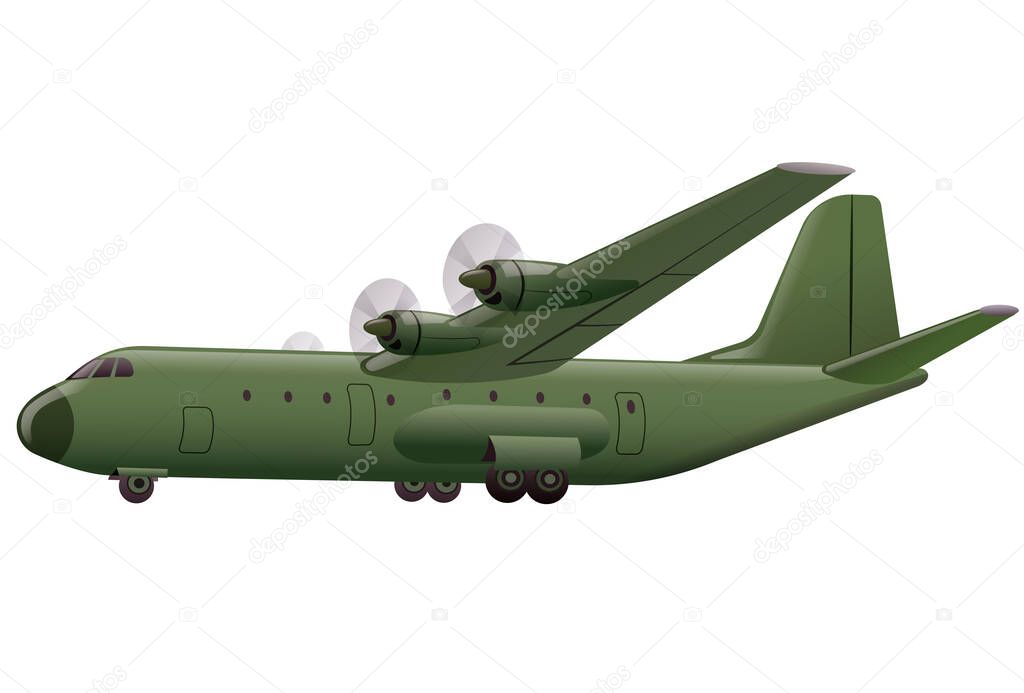 Illustration of the propeller military plane