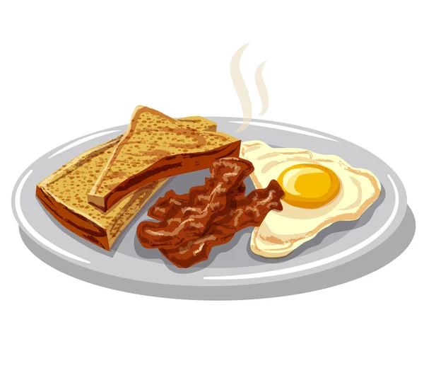 Illustratie Van Het Engelse Ontbijt Met Spek — Stockvector
