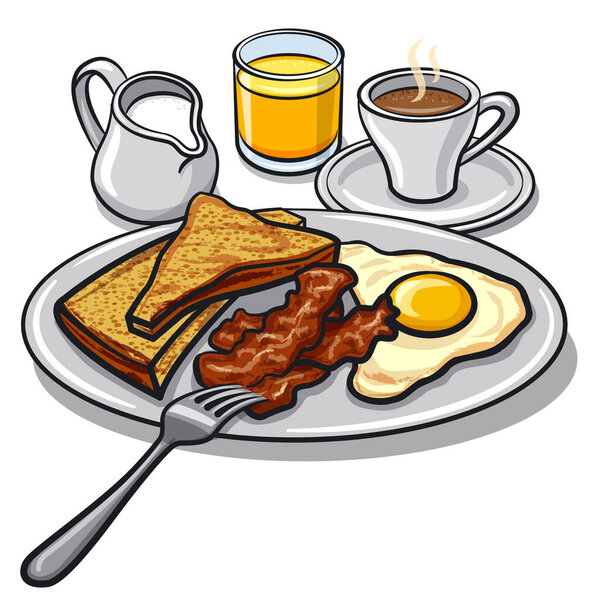 illustration of the english breakfast with bacon
