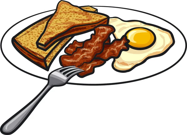 Illustratie Van Het Engelse Ontbijt Met Spek — Stockvector