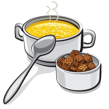 chicken soup with croutons  clipart