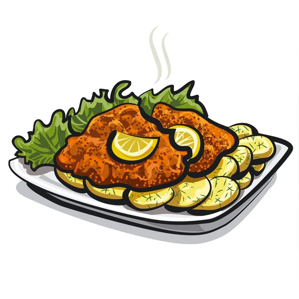 Schnitzel asado — Archivo Imágenes Vectoriales