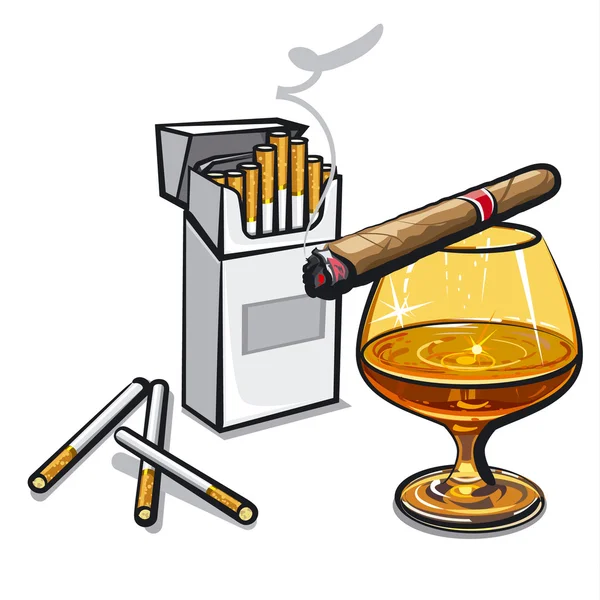 Alcohol y cigarrillos — Archivo Imágenes Vectoriales