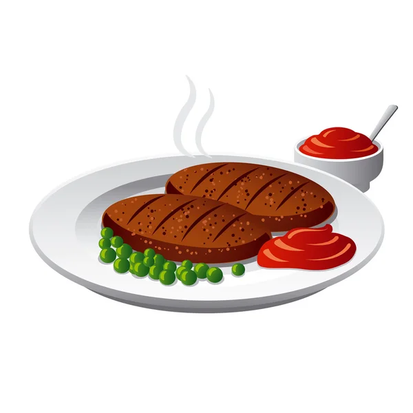 Schnitzel mit Sauce — Stockvektor