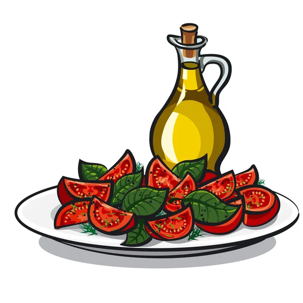 Salat mit Basilikum — Stockvektor