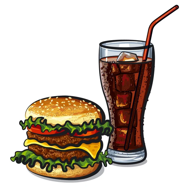 Hamburgare och cola — Stock vektor